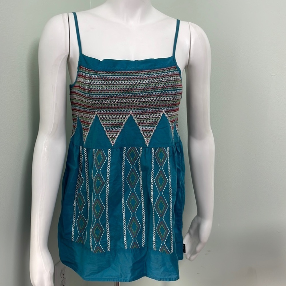 PrAna embroidered smocked tank